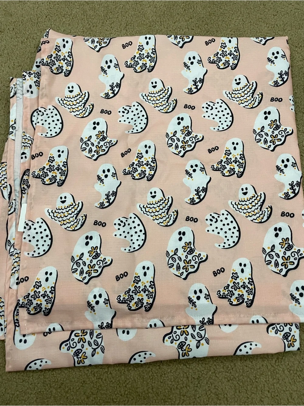 Peach Cute Ghost Pattern Polyester Shower Curtain - Cute Halloween Boo Print