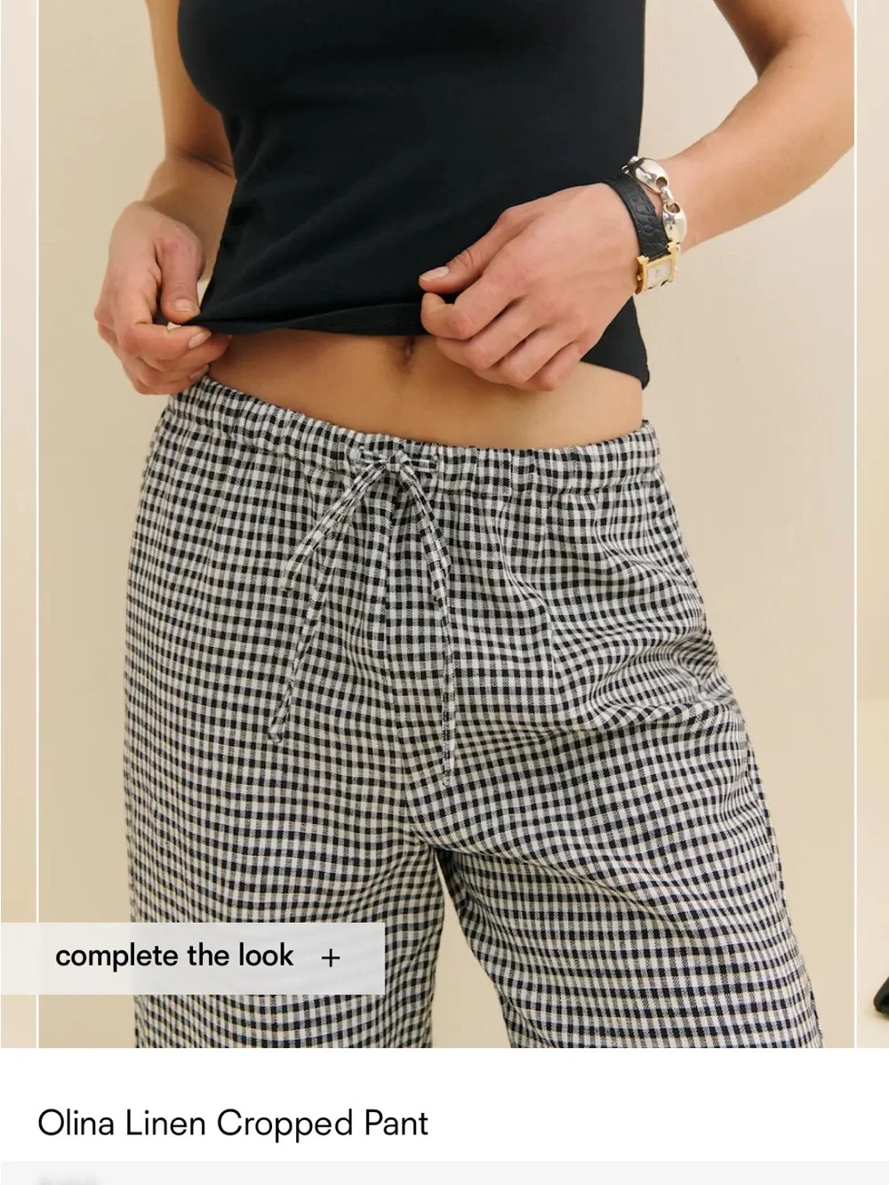 Reformation Olina Wide-Leg Pants in Black & White Houndstooth