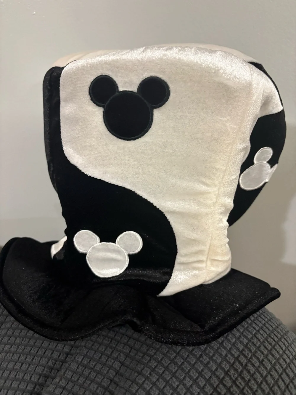 Disney Black and White Plush Mickey Logo Hat