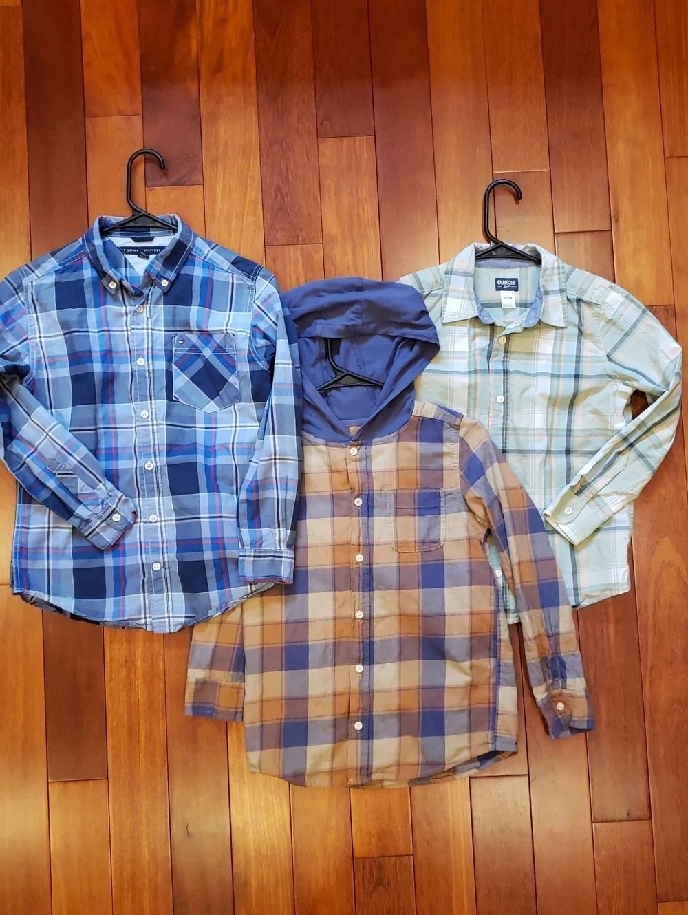 Bundle of Boy's long sleeve button down plaid shirts, Size 12