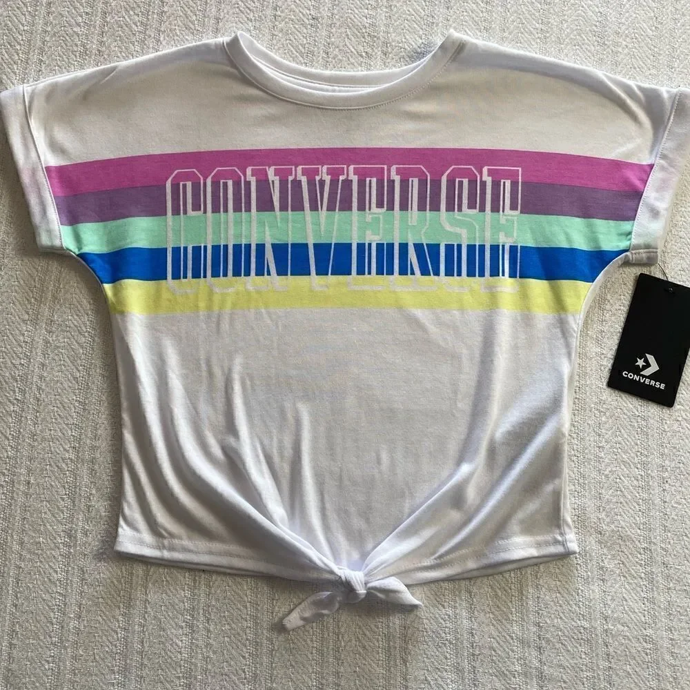 CONVERSE GIRL'S Striped Front Tie Top