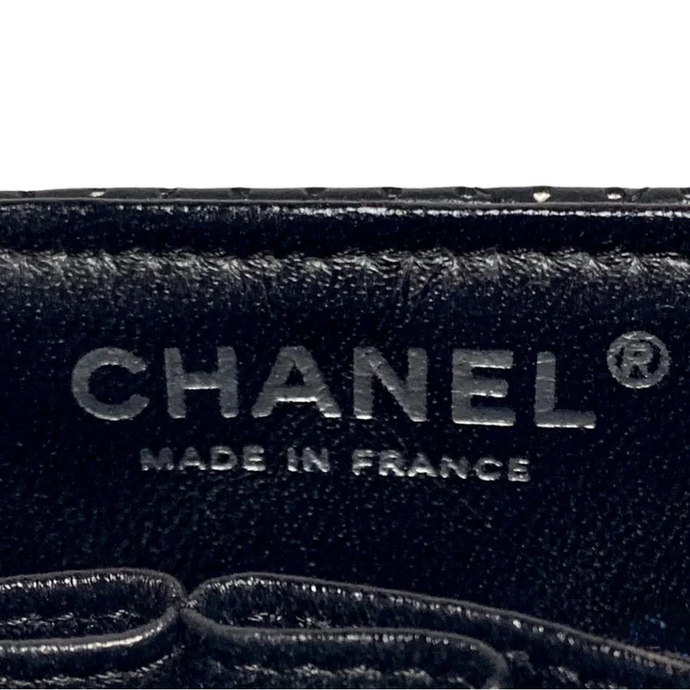 Chanel East West Classic Shoulder Flap Bag Quilted Black Perforated Leather