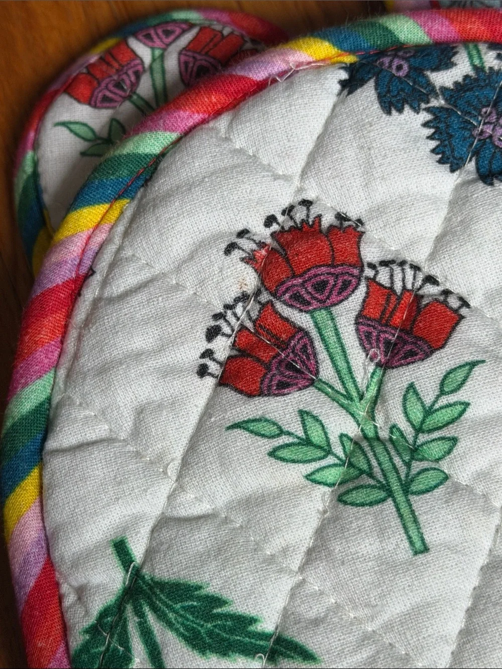 Furbish Studio Block Print Quilted Oven Mitts Cotton