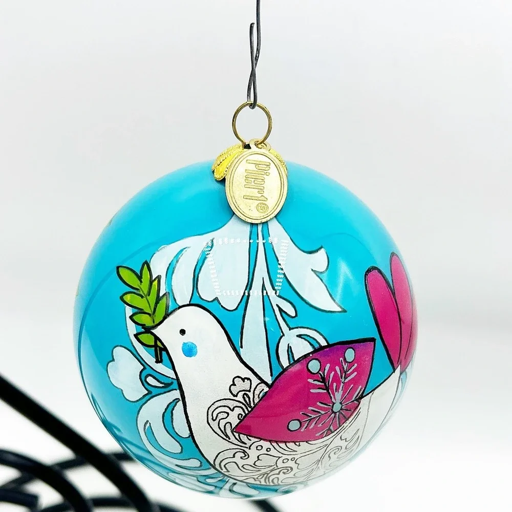 Pier 1 Li Bien Christmas Ornament Hand Painted Peace On Earth Dove 2015 In Box