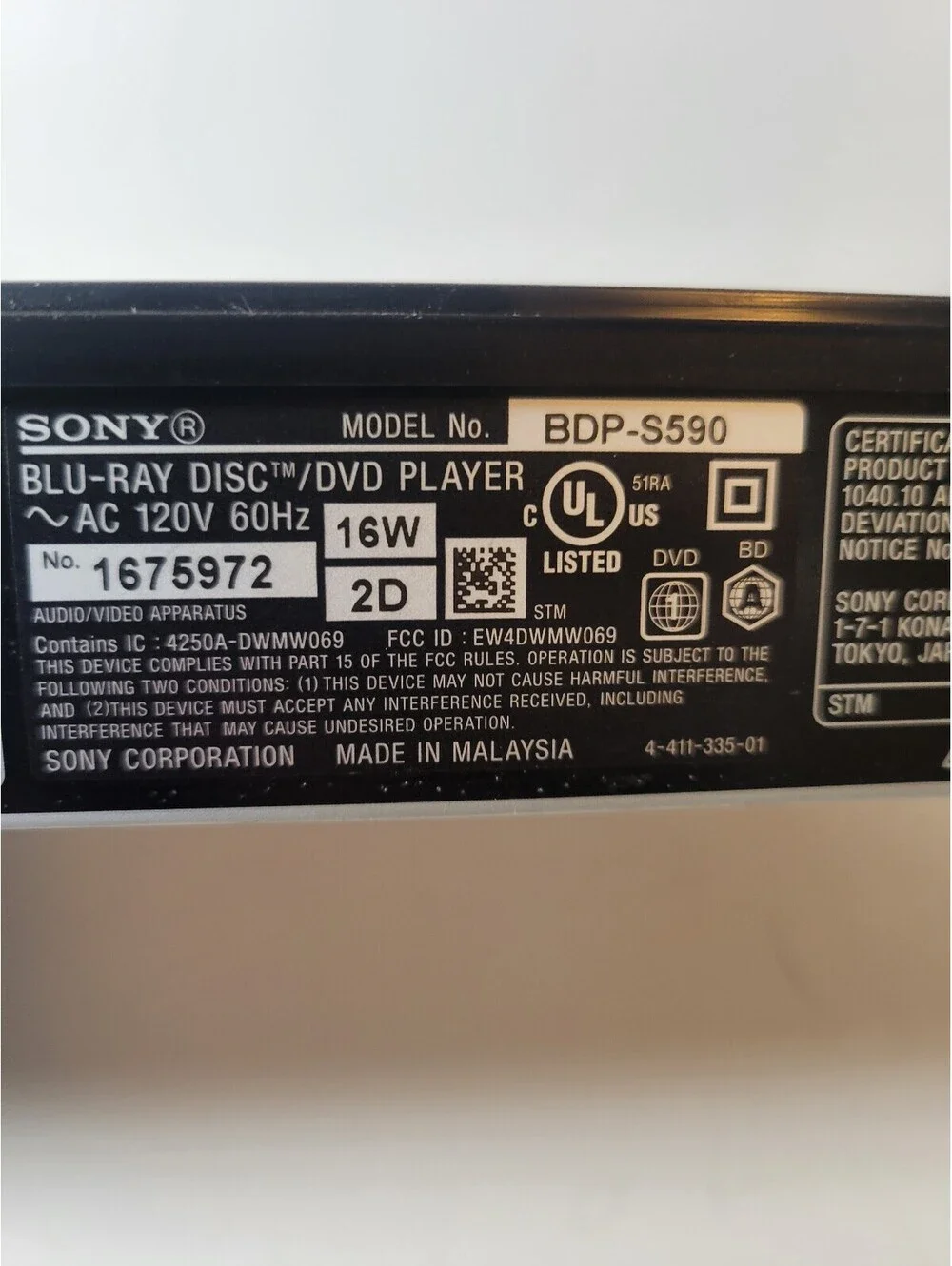 Sony bdp s590