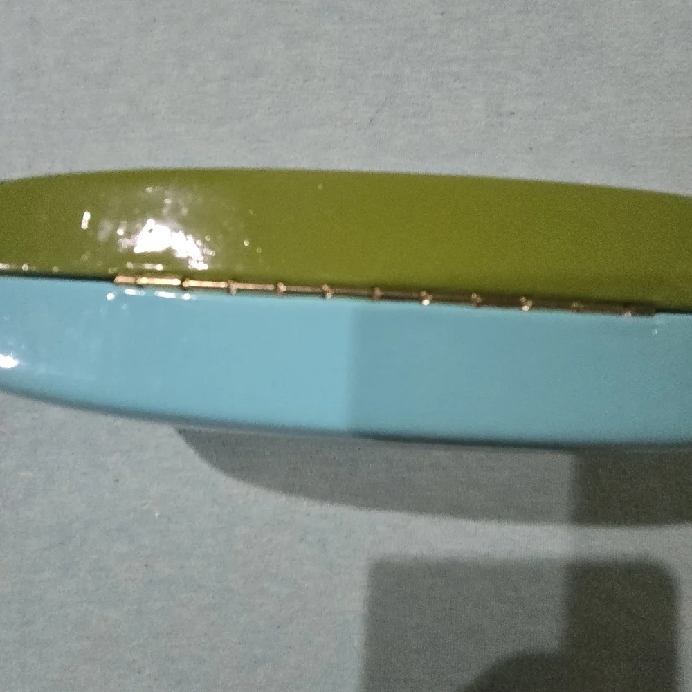 Kate Spade New York Green & Blue Hard Shell Eyeglass Case Logo  W/ New Cloth