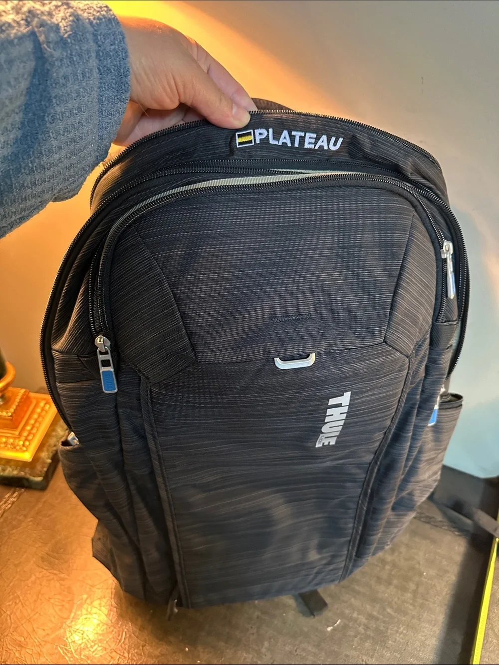 Thule Black Men's Commuter Backpack with Blue Zipper Accents