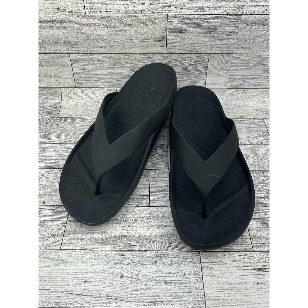Crocs Flip Flop Sandals Womens Size 8 Black Comfort Casual Slip On Beach‎ Shoes