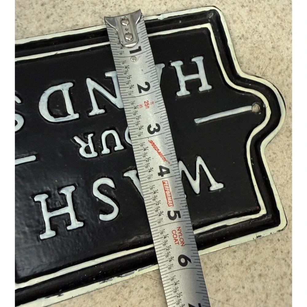 Vtg Hearth & Hand Magnolia Farmhouse Bathroom Sign Wash‎ Your Hands Metal Decor