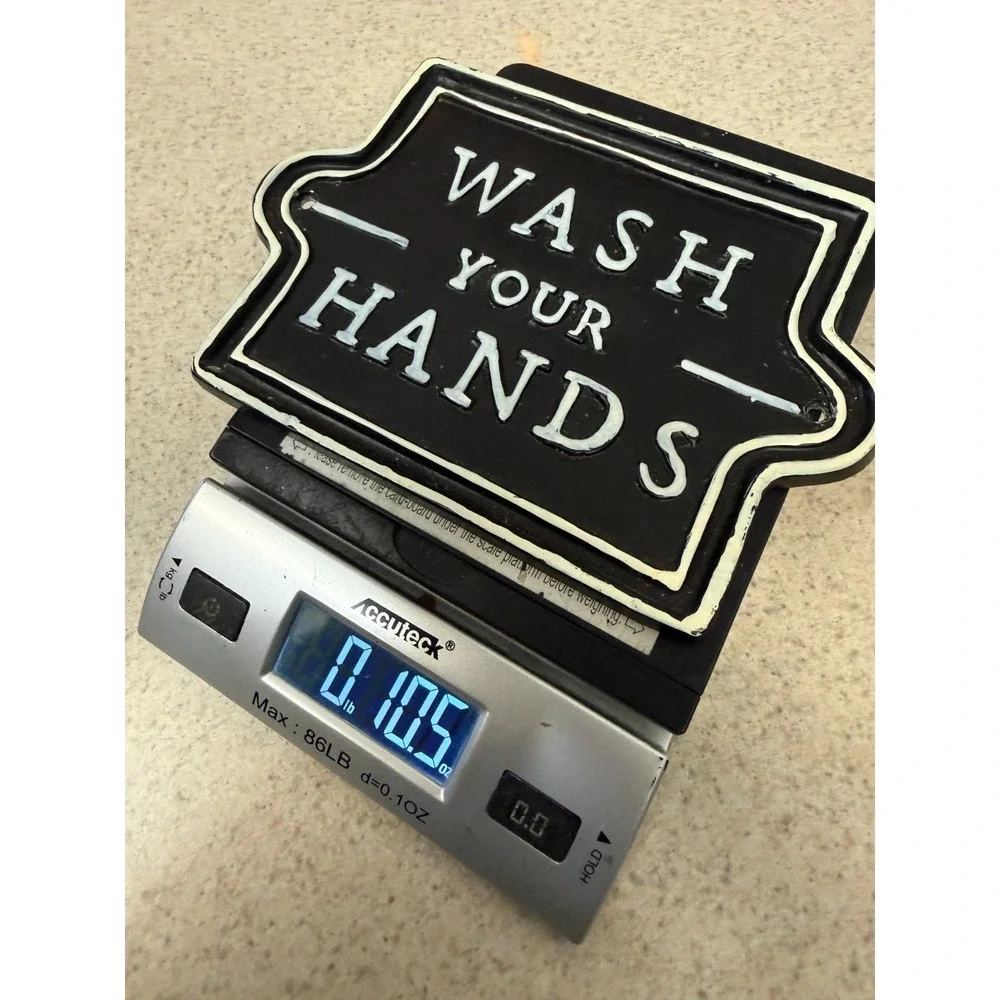 Vtg Hearth & Hand Magnolia Farmhouse Bathroom Sign Wash‎ Your Hands Metal Decor