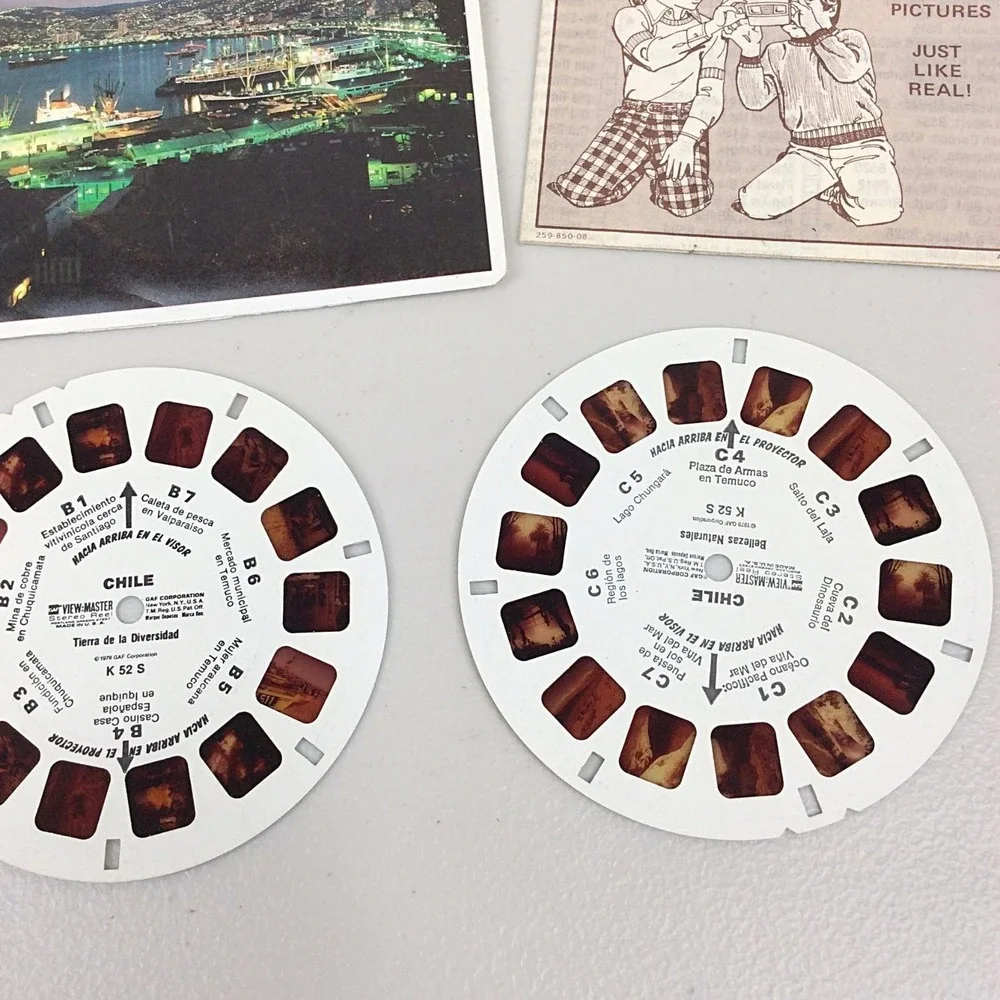 VTG View Master GAF 1979 Chile K52S Viajes Alrededor Del Mundo 3 Reel Set
