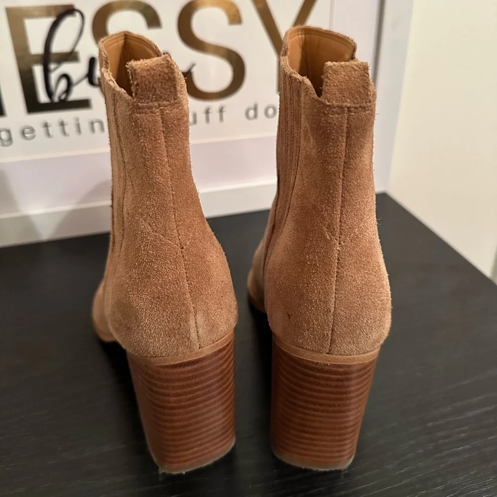Elegant Tan Suede Ankle Boots Marc Fisher