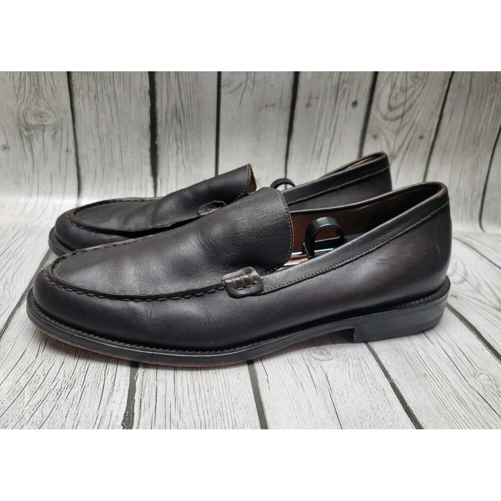 J. Crew Moc Toe Loafers Men's 11 Shoes Split Toe Slip On Dark Brown Leather
