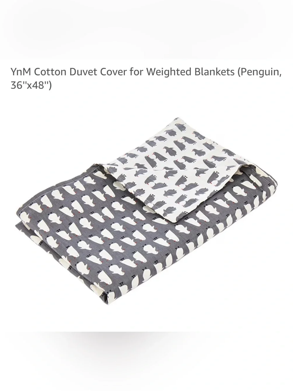 YnM Cotton Duvet Cover for Weighted Blankets (Penguin, 36