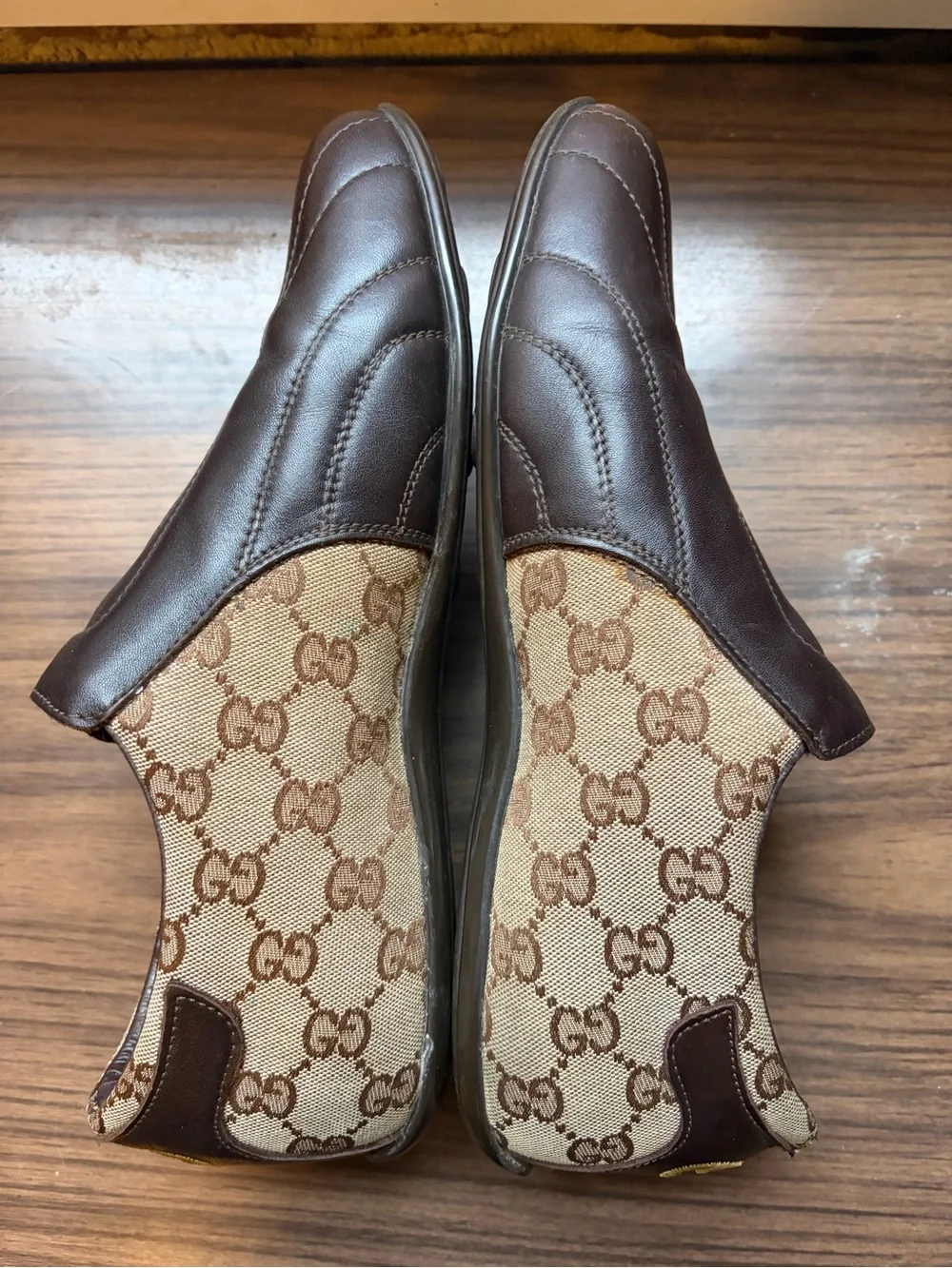 Gucci Brown Leather & GG Canvas Velcro Men's Sneakers