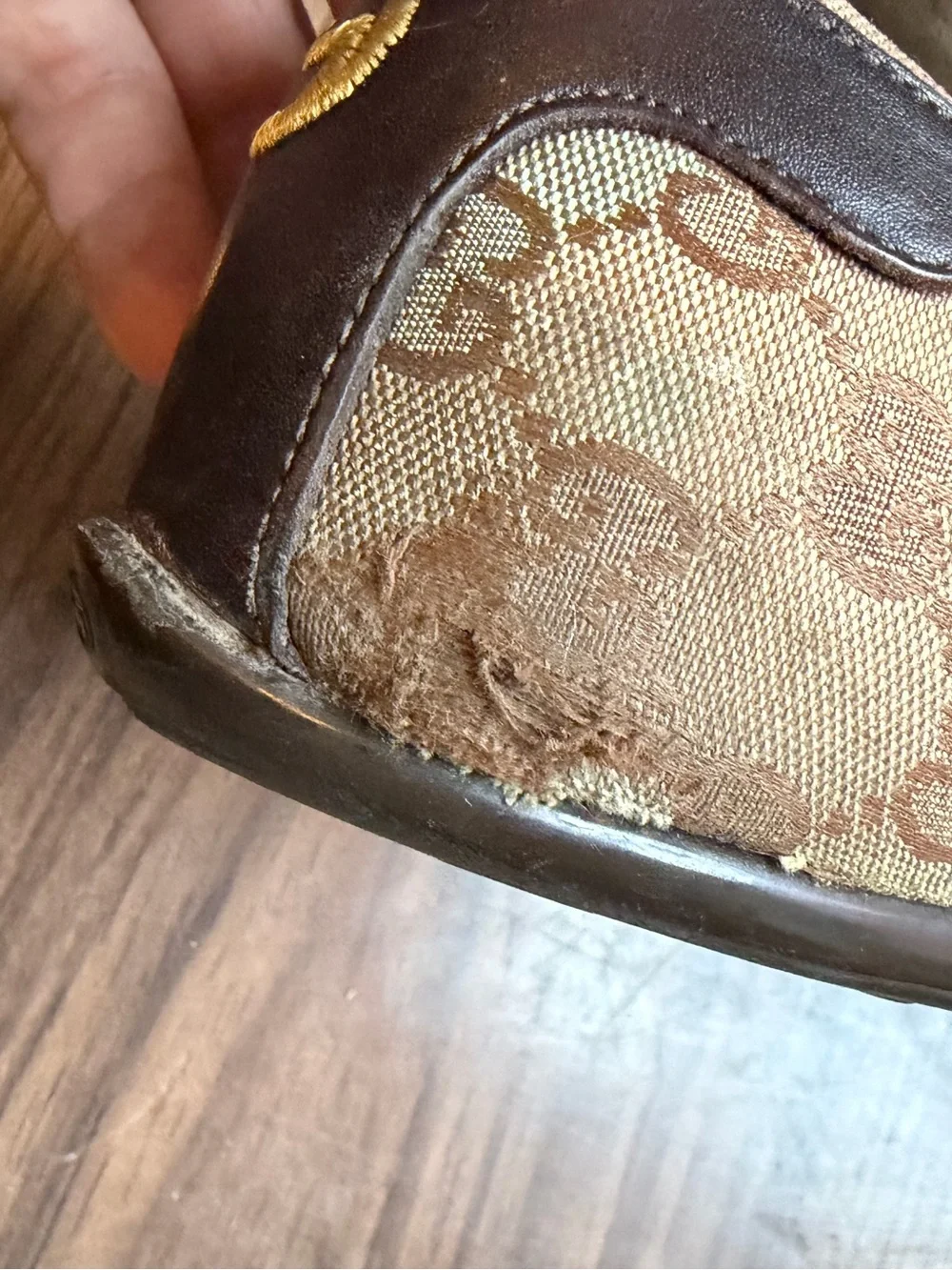 Gucci Brown Leather & GG Canvas Velcro Men's Sneakers