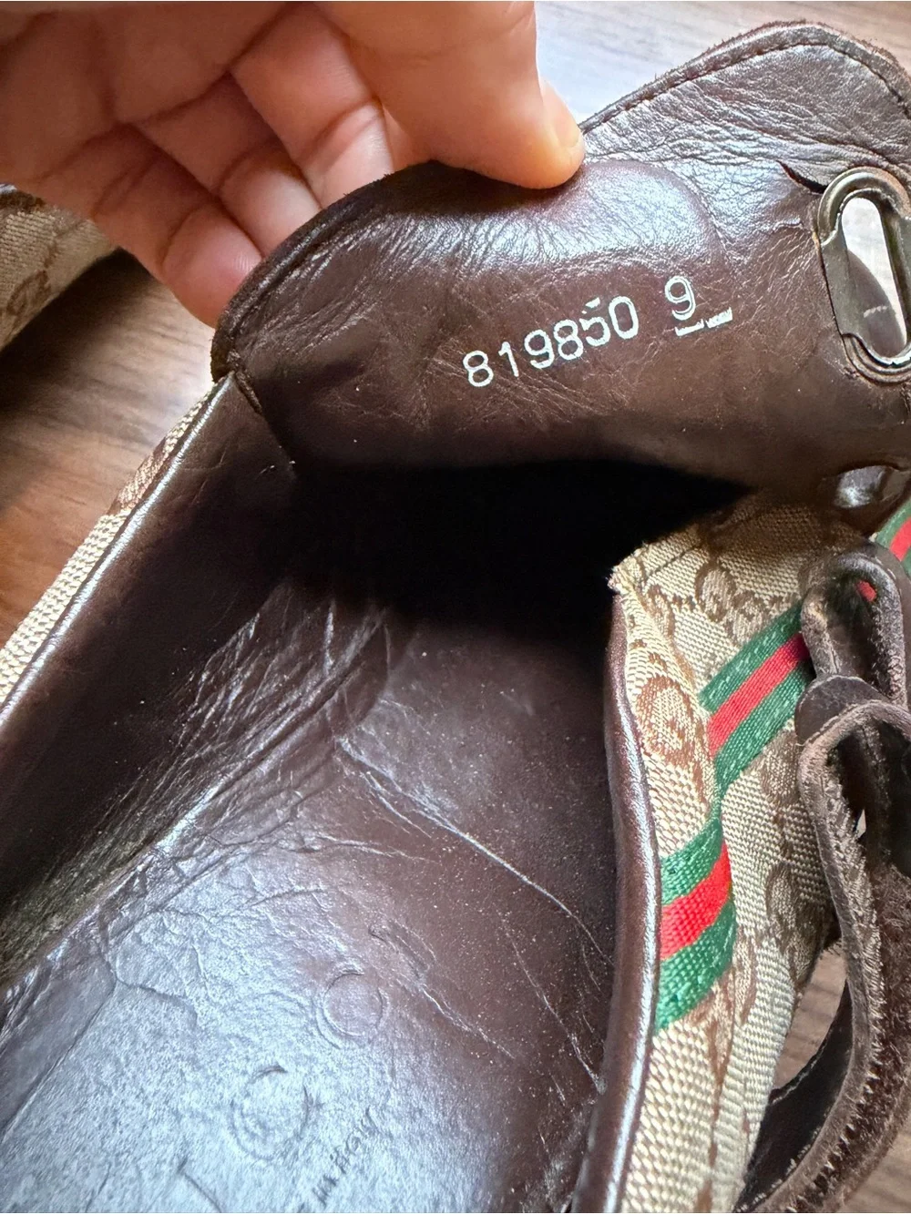 Gucci Brown Leather & GG Canvas Velcro Men's Sneakers