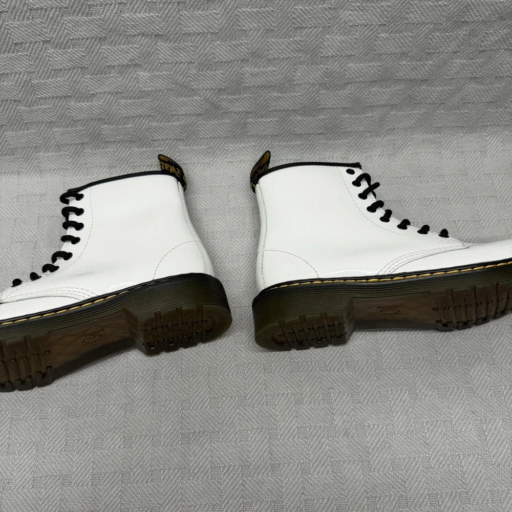 Dr. Martens Boots Youth Size 10 White Patent‎ Leather Side Zip Combat Ankle