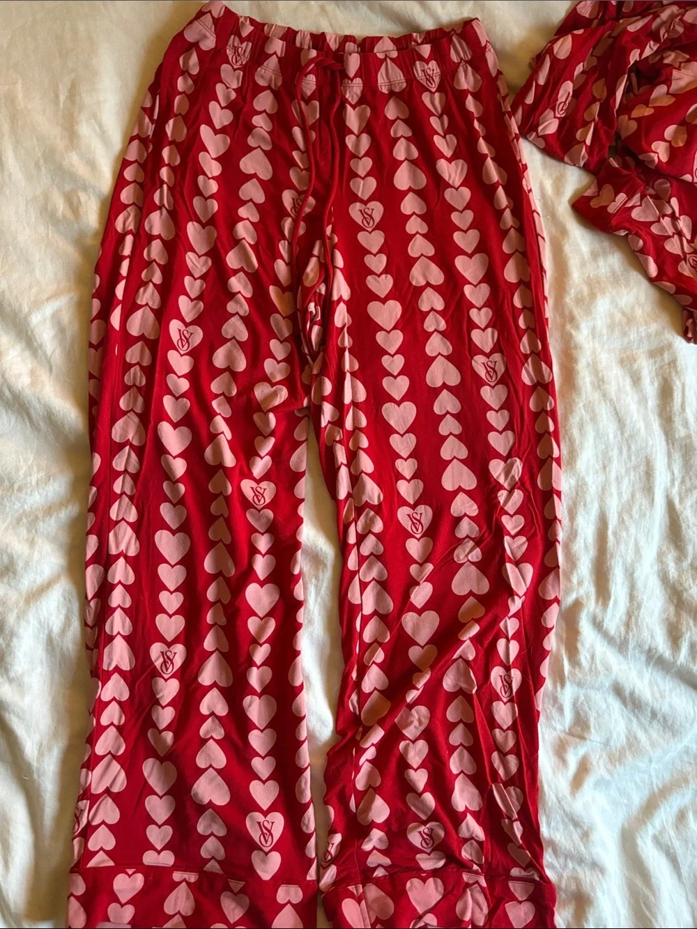 Victoria Secrete Heart Patterned Matching Pajama Set, Size Small