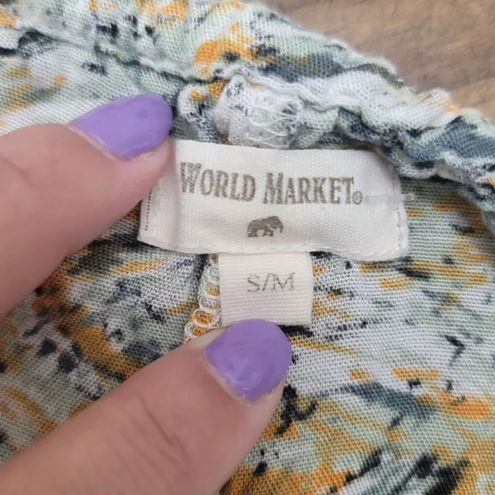 World Market Loos Fit Multicolor  Baggy Romper Boho Spaghetti Straps Size S/M