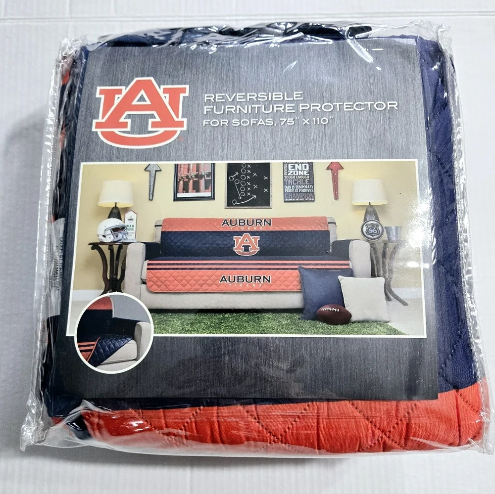 NCAA SOFA COVER‎ FURNITURE PROTECTOR COLLECTION  Auburn MAN CAVE REVERSIBLE