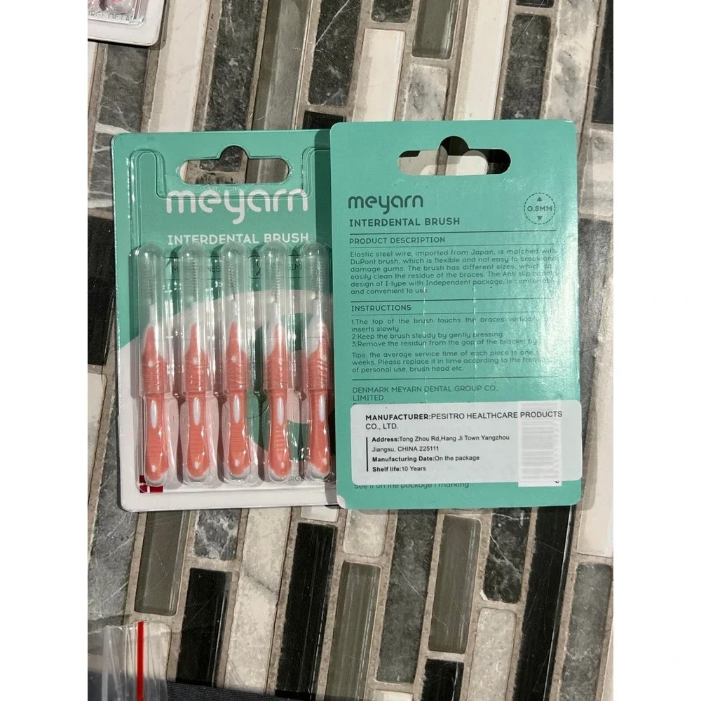 meyarn Interdental Brush‎ for Braces Toothpick 50Count 0.8MM Pink