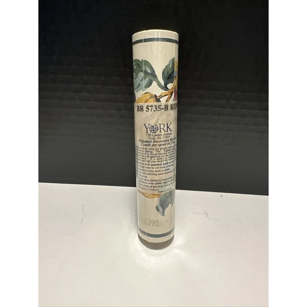 Vintage York Wallpaper Border 5 Yard Spool Apple Fruit Bounty‎ SEALED