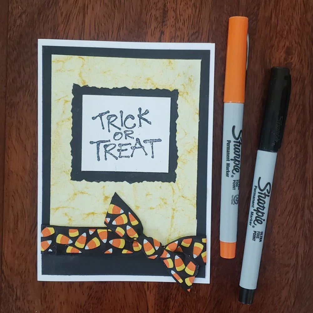 Set of 3 Handmade Halloween Cards – Trick or Treat Candy Corn Design