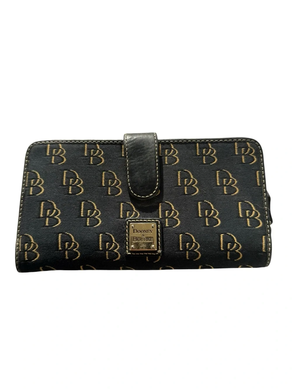 Vintage Dooney & Bourke Black Wallet with Gold Monogram