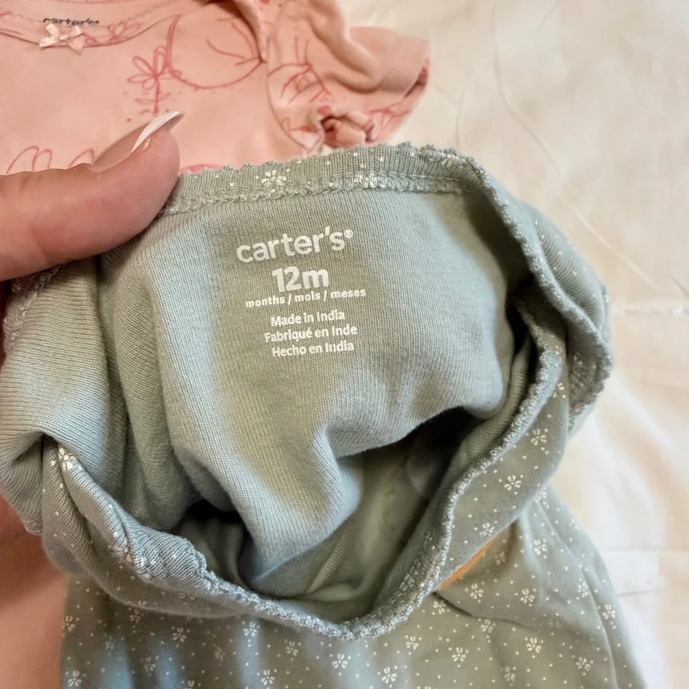 Carters Baby Girls 12M Short Sleeve Bodysuit 3 Pack Koala Bee Floral Pink Green