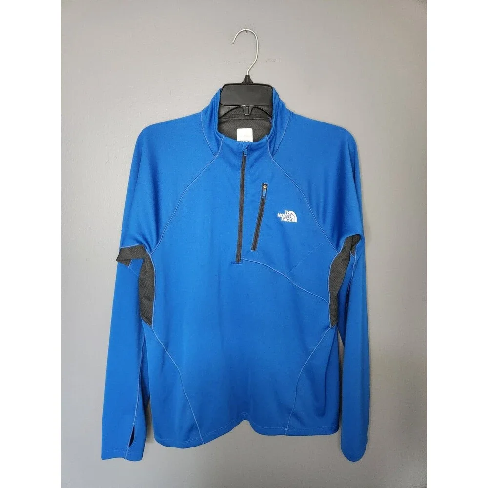 The North Face Shirt Men's M Blue Long Sleeve Impulse Active‎ Flashdry 1/4 Zip