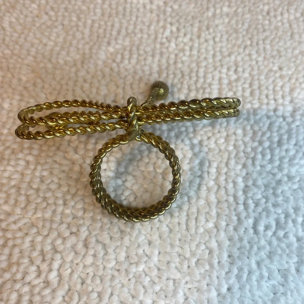 Set‎ of 8 Vintage Gold Tone Twisted Rope Bow Napkin Rings MCM