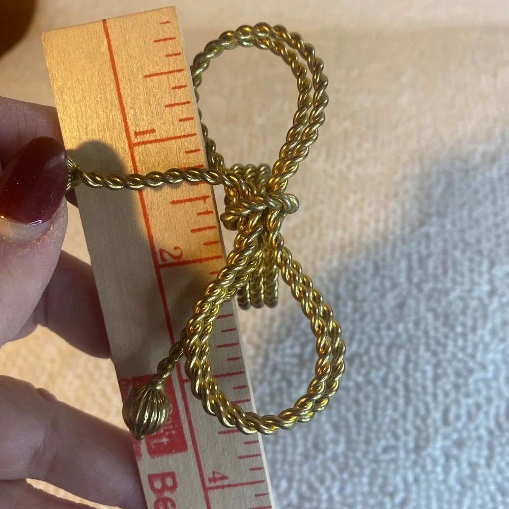 Set‎ of 8 Vintage Gold Tone Twisted Rope Bow Napkin Rings MCM