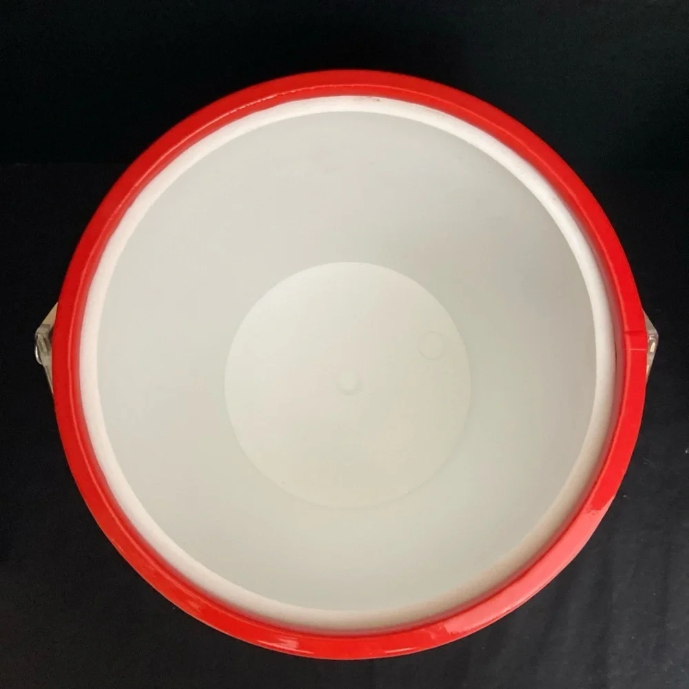 Vtg Red Vinyl‎ Ice Bucket 70's 80s Retro MCM Barware Party Entertaining