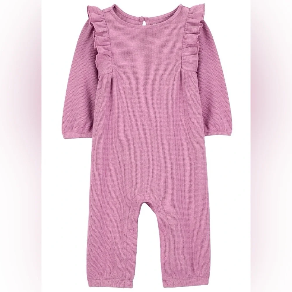 💖5 for $25💖 Carter’s Child of Mine Baby Girl Thermal Ruffle Jumpsuit 3–6M Outfit