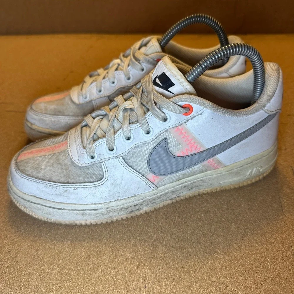 Nike Air Force 1 Low White Grey Pink Zig Zag AV0743-100 Kids 5.5Y Sneakers‎