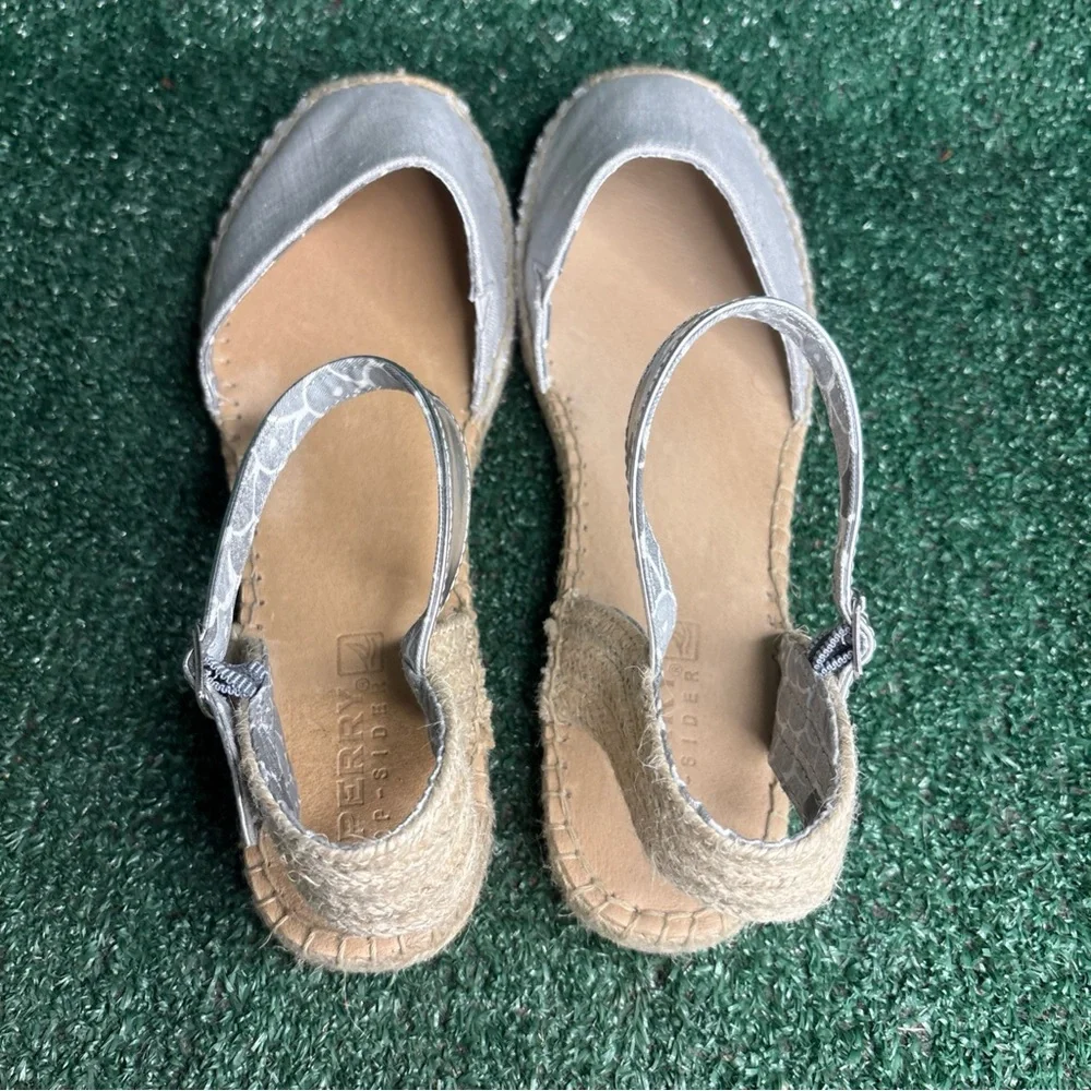 NEW SPERRY TOP SIDER HOPE TAN / SILVER WOMEN ESPADRILLE SANDAL‎ SHOES SZ 11 M