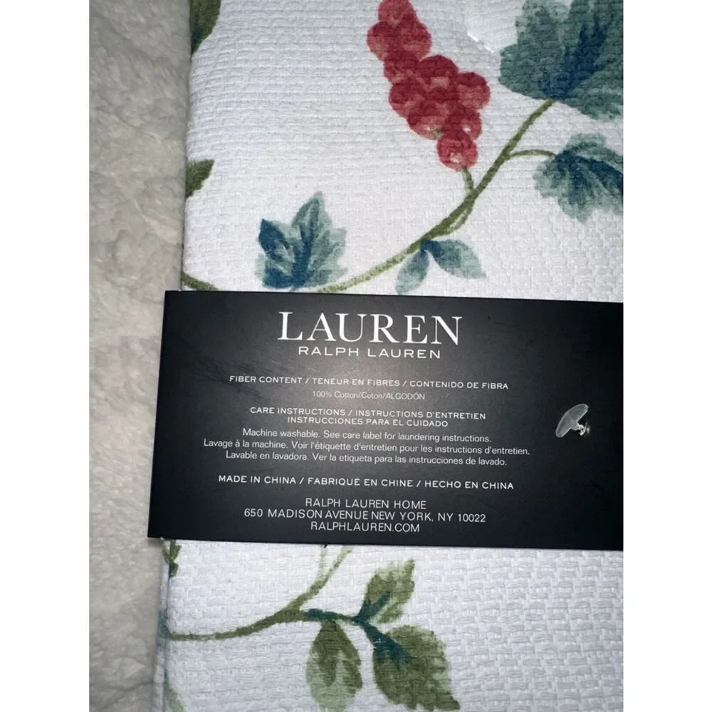 LRL White Red Blue Green Berry Print Terrycloth Cotton Dish Tea Kitchen Towels