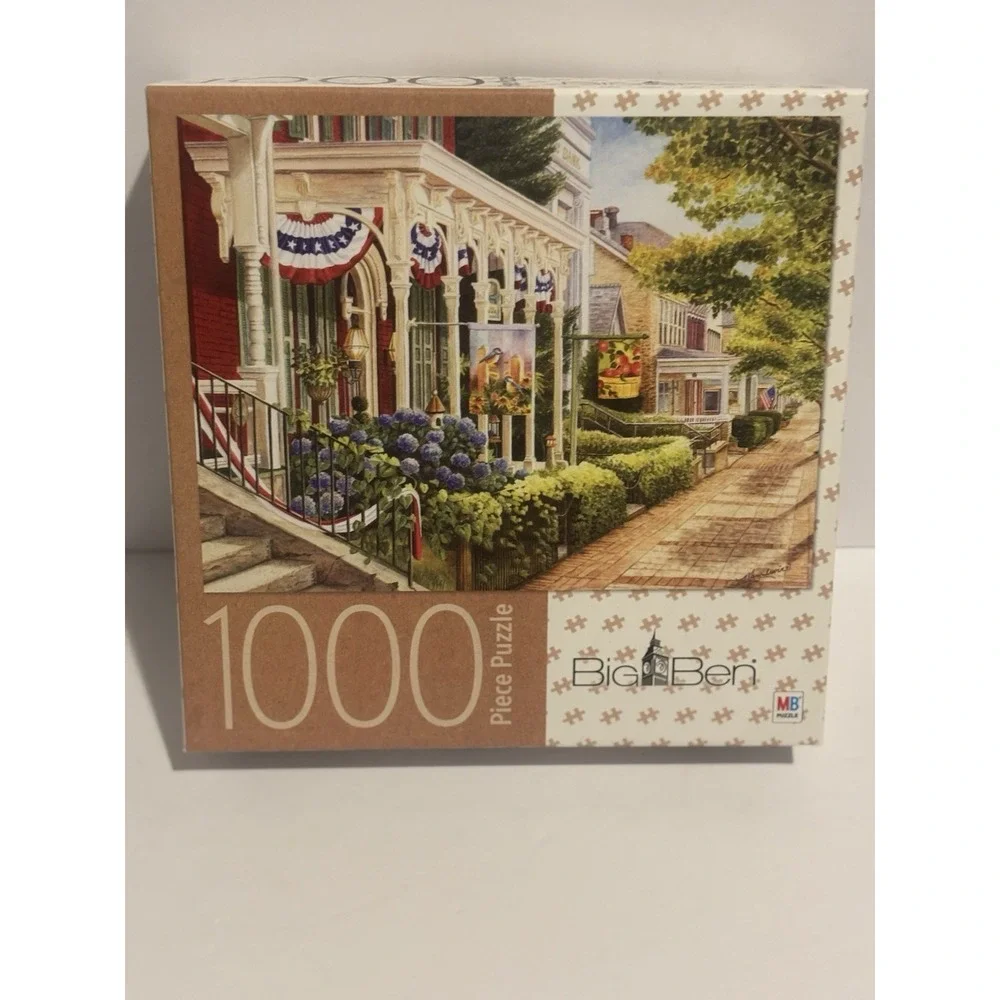 Big Ben Puzzle Charm Of Ephata 200'pieces MB‎ Southern Old Homes Flag