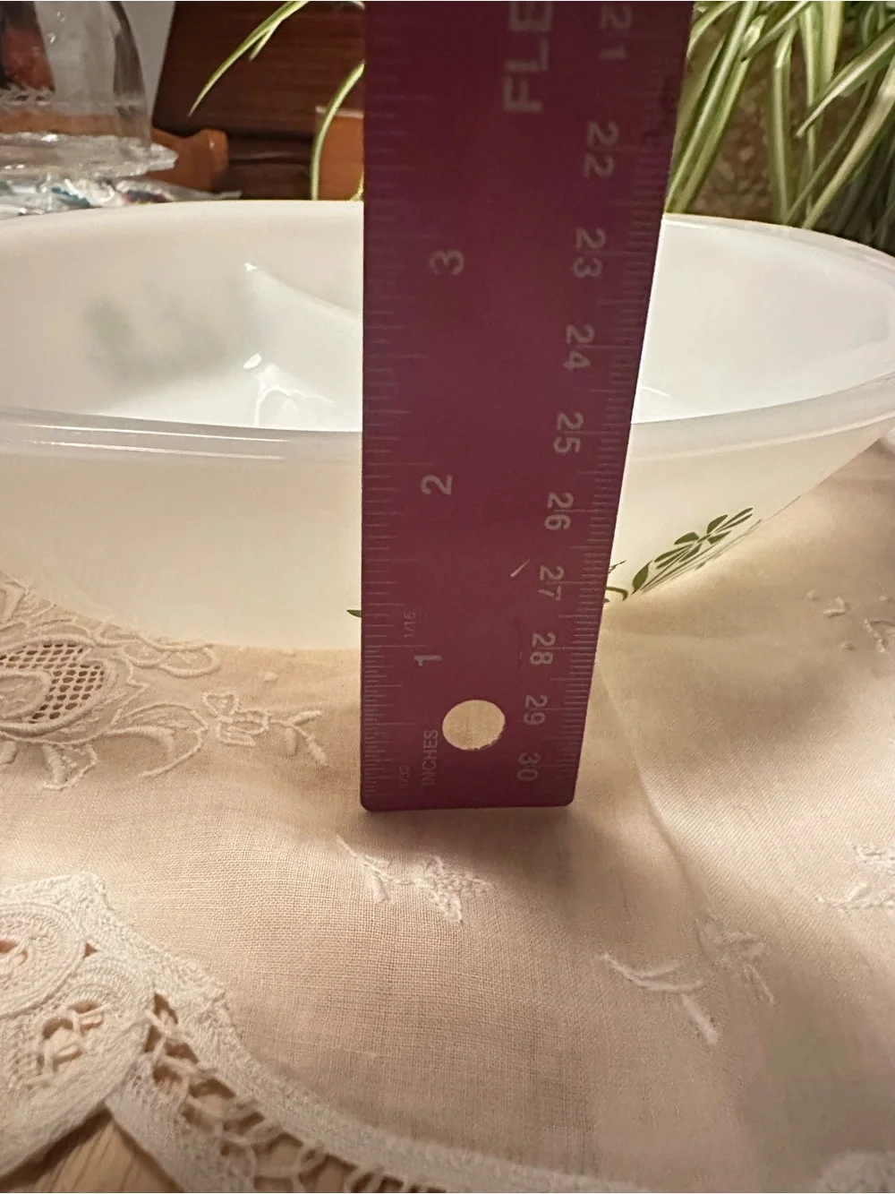 Vintage Glasbake Green Daisy Divided Casserole Serving Dish USA