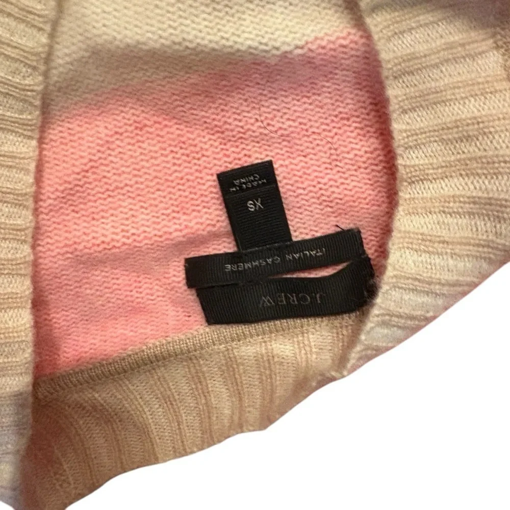 J. Crew Collection Italian Cashmere Plaited Rugby Stripe Pink Sweater XS
