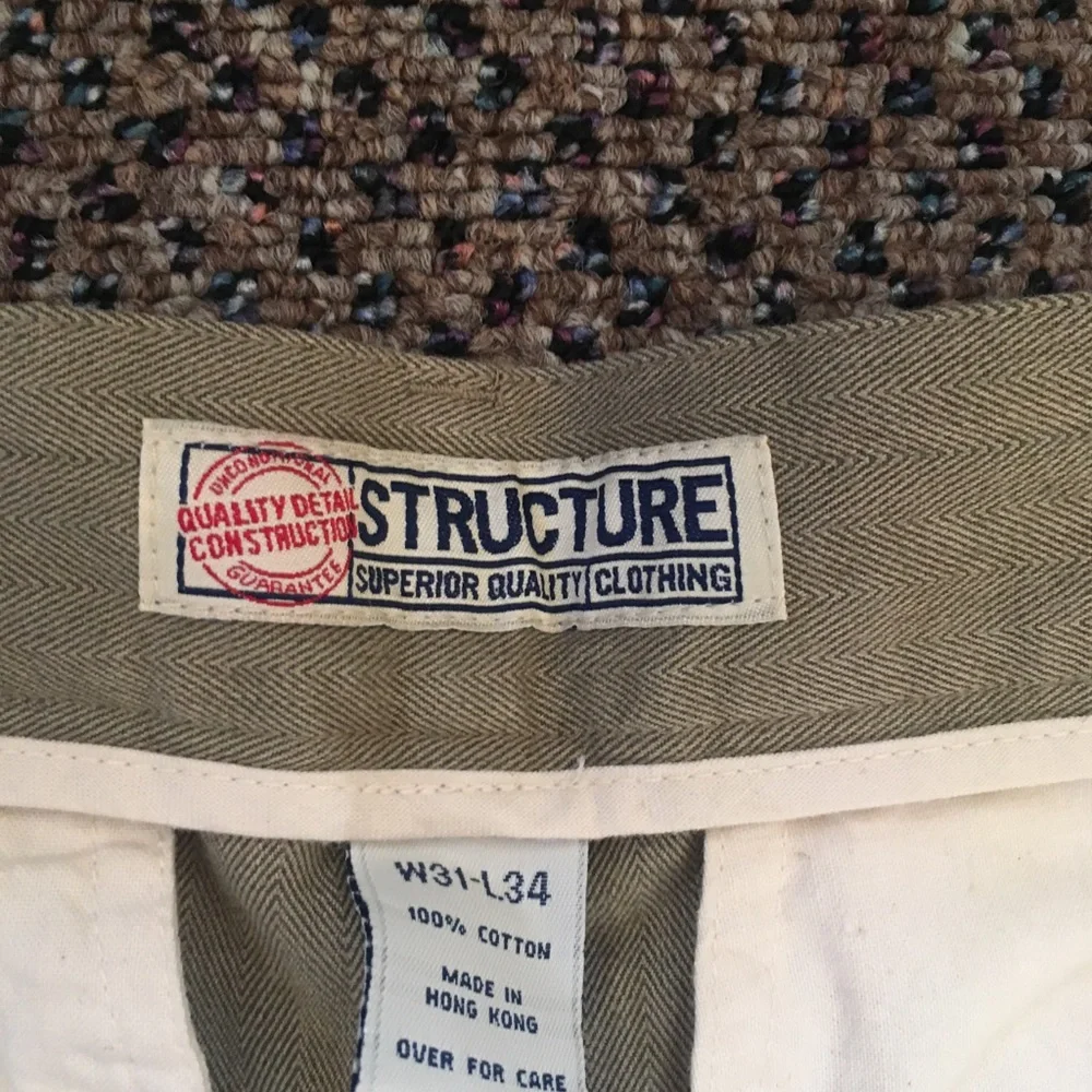 Structure herringbone tan men’s pants 31W 34L pleated new nwt cuffs 11