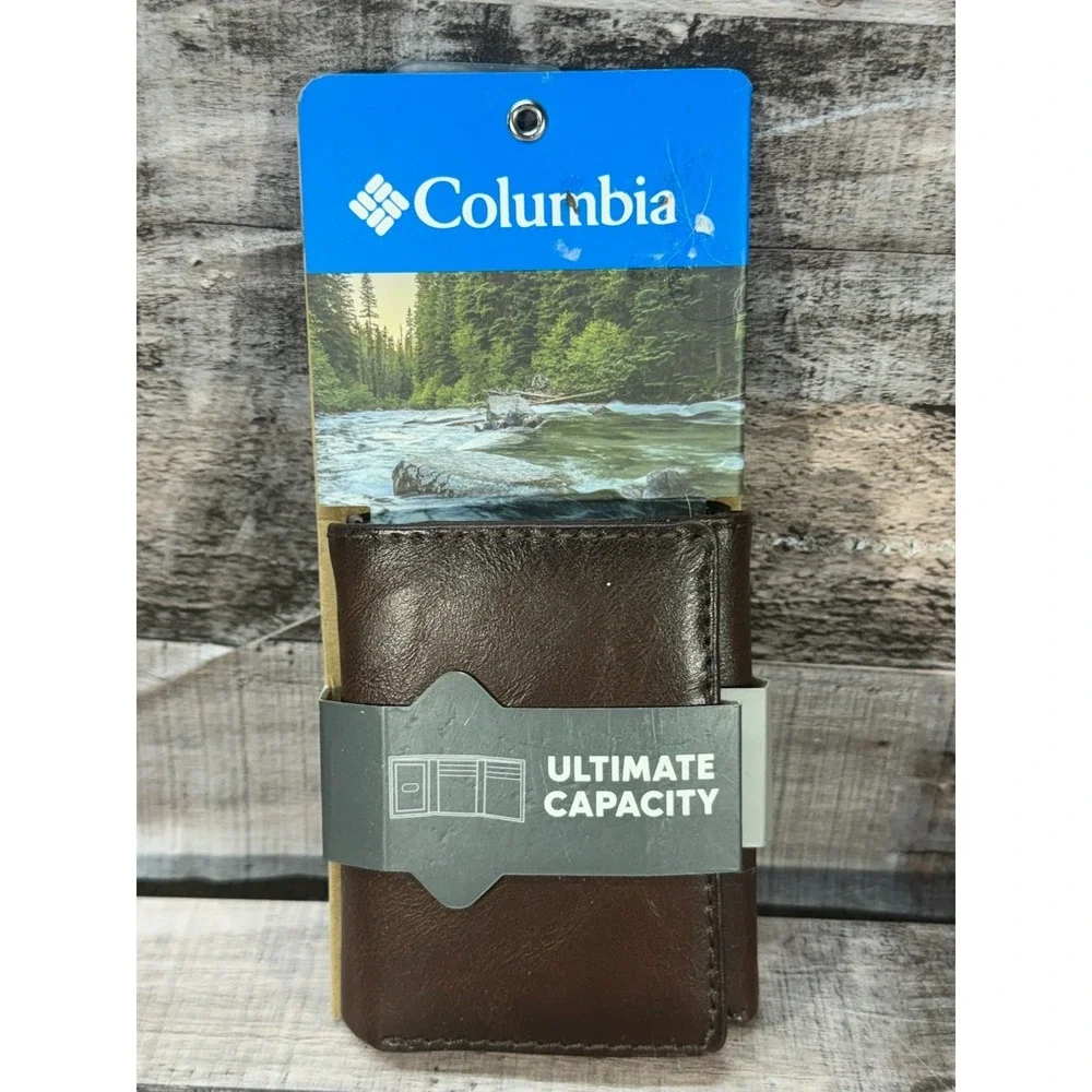 New Columbia Tri-Fold Wallet Brown RFID Secured