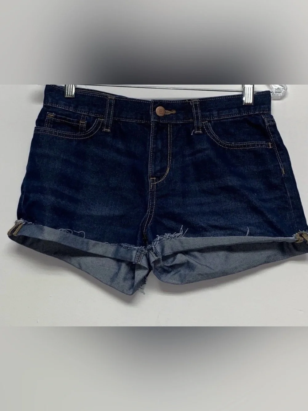OLD NAVY Girls Size 16 Denim Rough Hem Cuffed Blue Jean Shorts