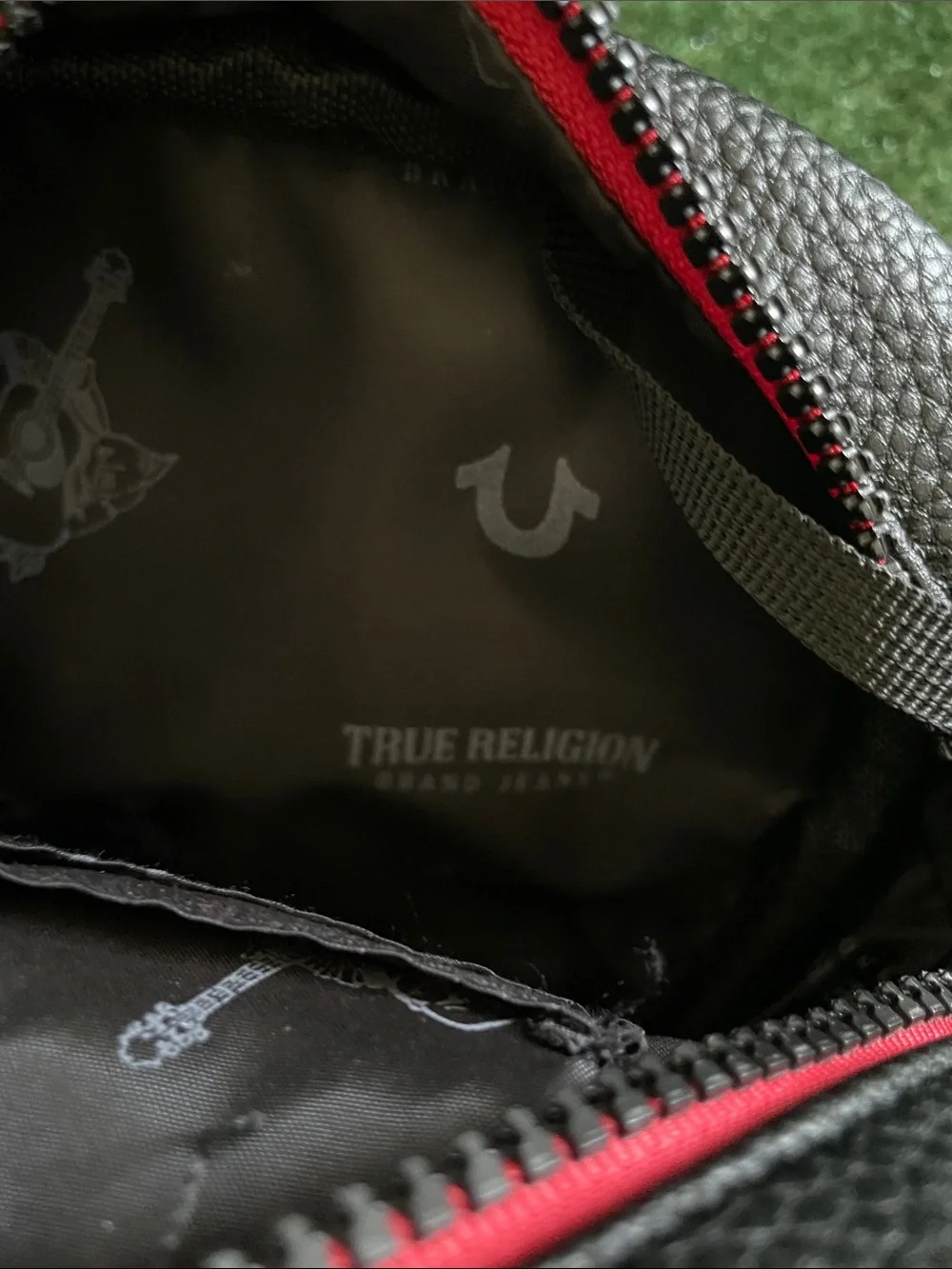 True Religion Black Crossbody Bag with Red Accent - Men Travel