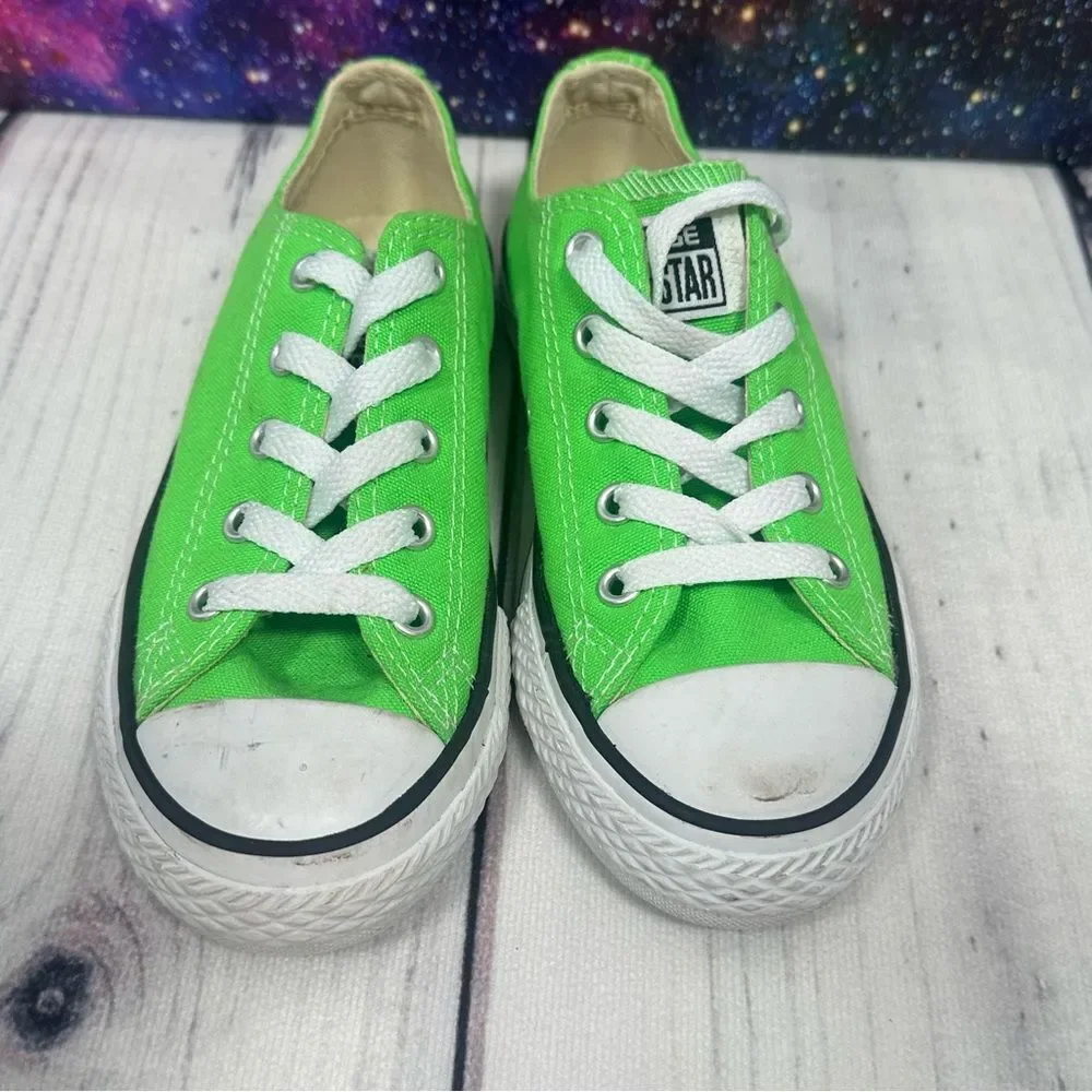 Converse Chuck Taylor All Star Kids Lime Green Low Sneakers‎ Youth Size 12.5