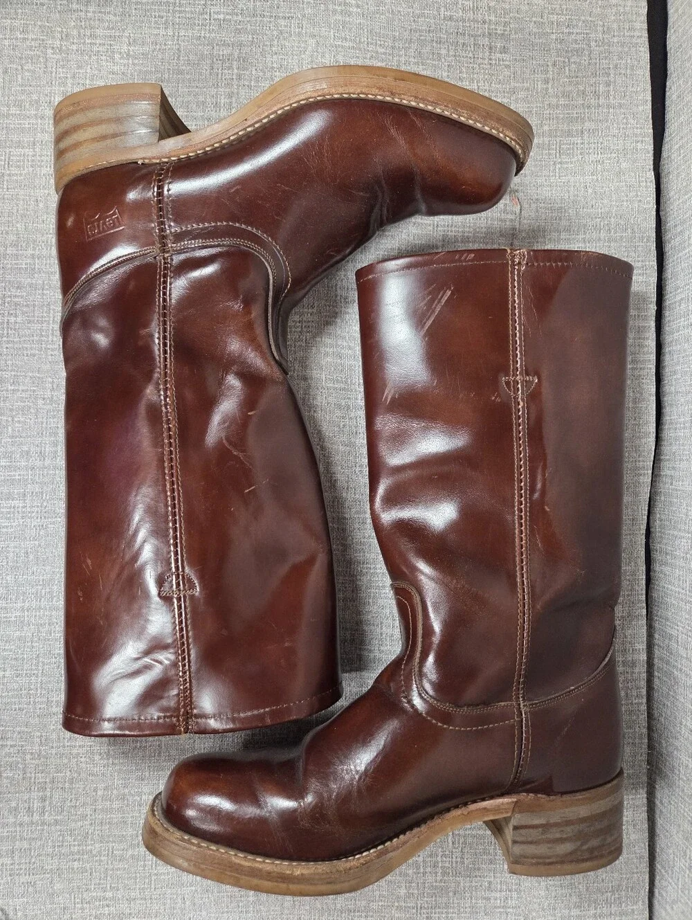 Vintage Levi's Campus Shiny Brown Leather Western Motorcycle Boots Men's 10