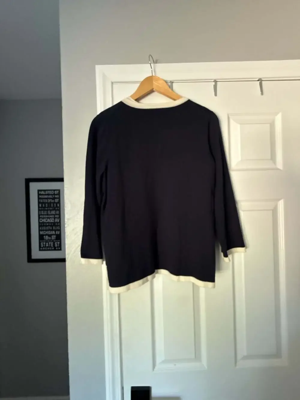 Pendleton Navy Blue and Cream Twin Set Cardigan with Matching Tank Shell
