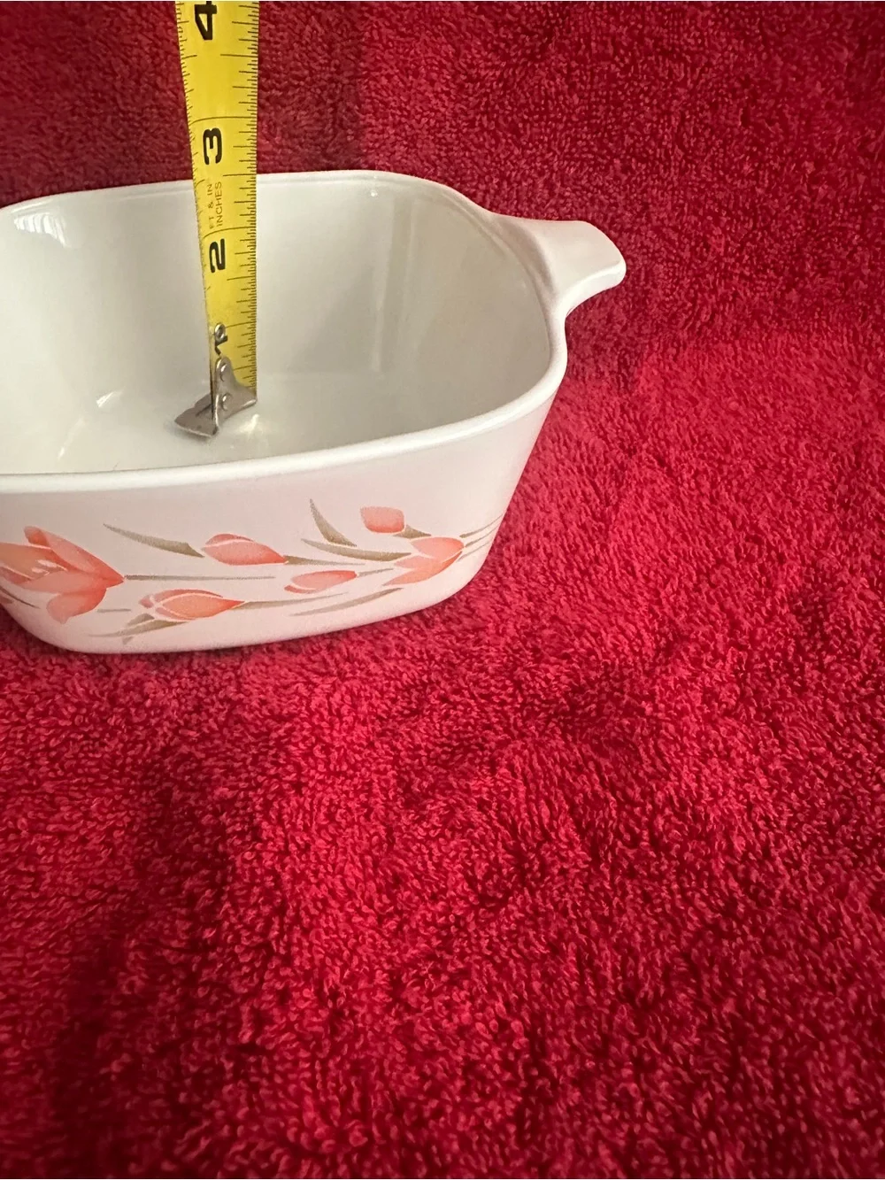 CORNING WARE PEACH FLORAL CASSEROLE P-43-B USA MADE