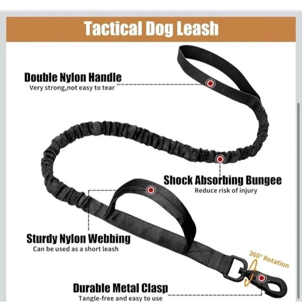 Tactical Dog Collar Military Training W/Leash Heavy Duty Metal Buckle Black XL
